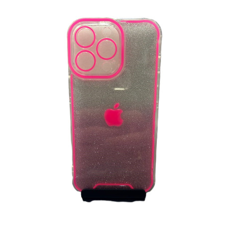 Накладка Luminous Chrome Transparent case for Iphone 14pro (розовый)