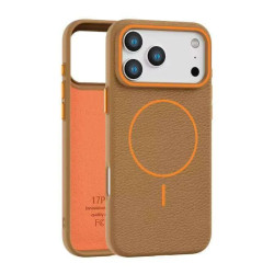 Накладка TPU с текстурой кожи Magsafe for Iphone 13pro max (Golden brown)