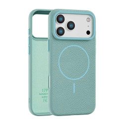 Накладка TPU с текстурой кожи Magsafe for Iphone 15Pro max (Wave blue)