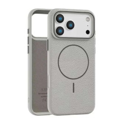 Накладка TPU с текстурой кожи Magsafe for Iphone 16 (Titanium gray)