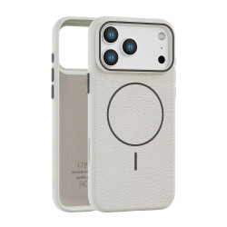 Накладка TPU с текстурой кожи Magsafe for Iphone 16 (White)
