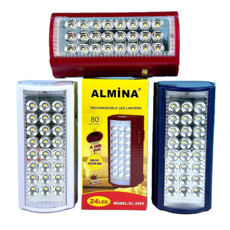 Фонарь переносной светодиодный 24 Led Almina Dl-2606 с повербанком 3000 mAh (mix)