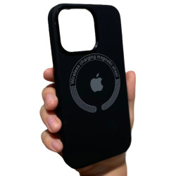 Silicone Case MagSafe Crescent Metal for Iphone 12Pro max Black (№10)